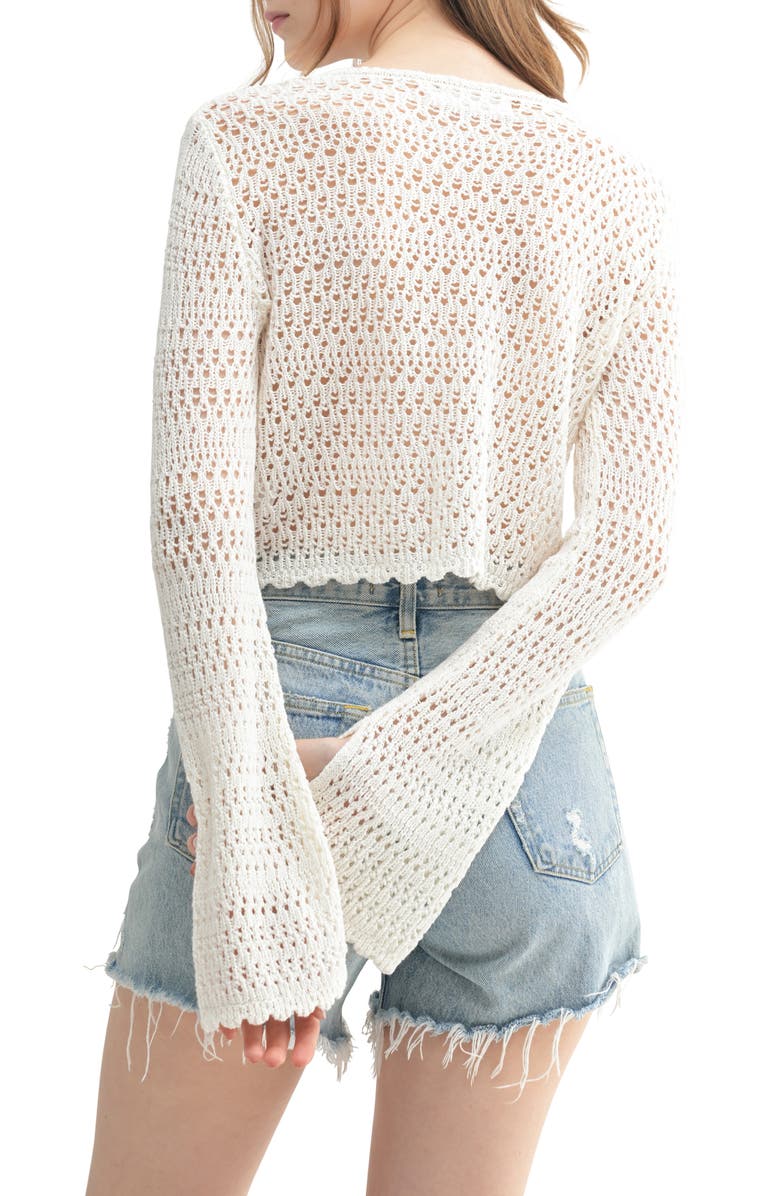 All in Favor Open Stitch Tie Front Cotton Cardigan, Alternate, color, 