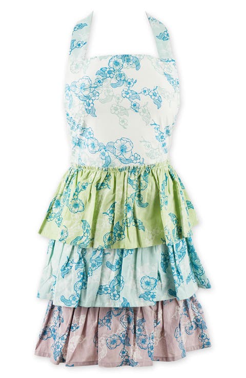 Sweet Floral Ruffle Cotton Apron
