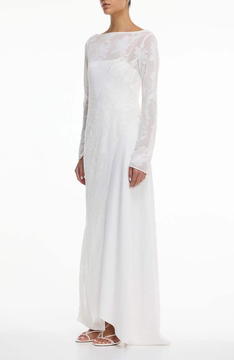 Significant Other Pola Floral Burnout Sheer Long Sleeve Maxi Cocktail Dress, Alternate, color, Ivory