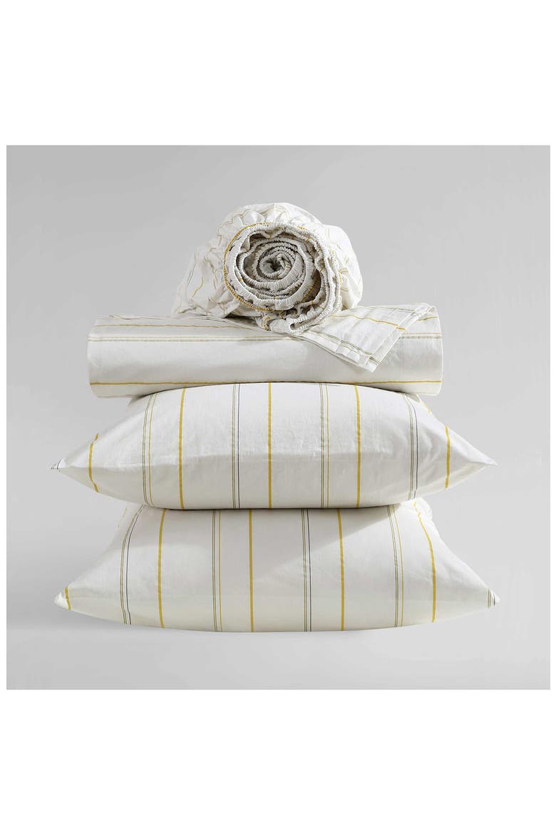 Pinstripes 200 Thread Count Cotton Percale Sheet Set, Alternate, color, LIGHT / MEDIUM YELLOW