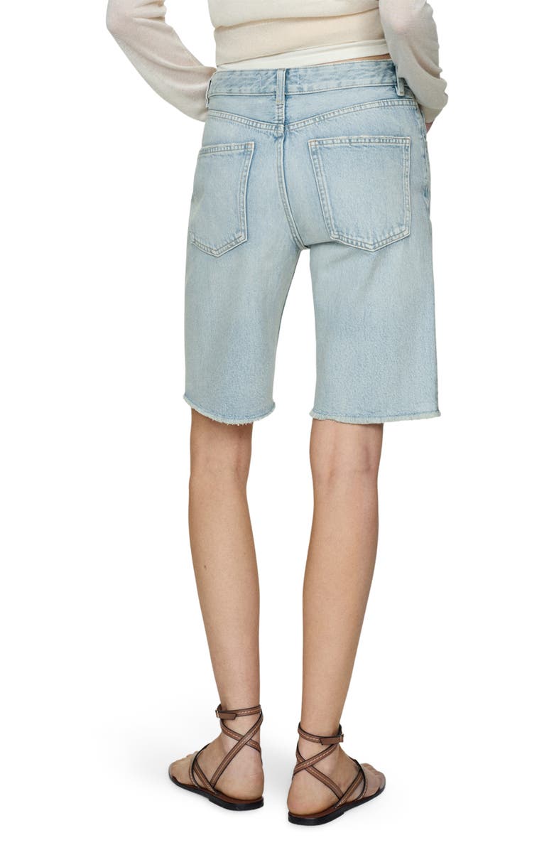MANGO Frayed Hem Denim Bermuda Shorts, Alternate, color,