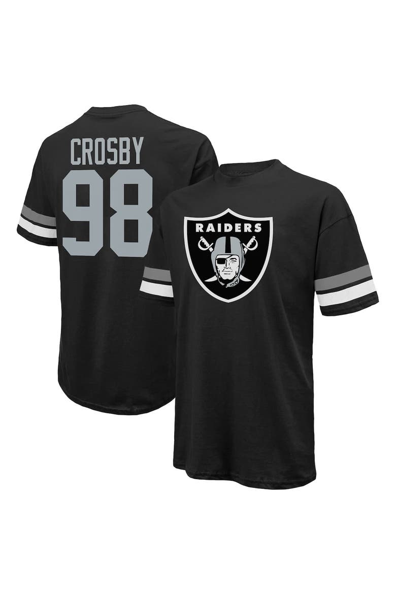 Men's Majestic Threads Maxx Crosby Black Las Vegas Raiders Name & Number Oversize Fit T-Shirt, Main, color, Black