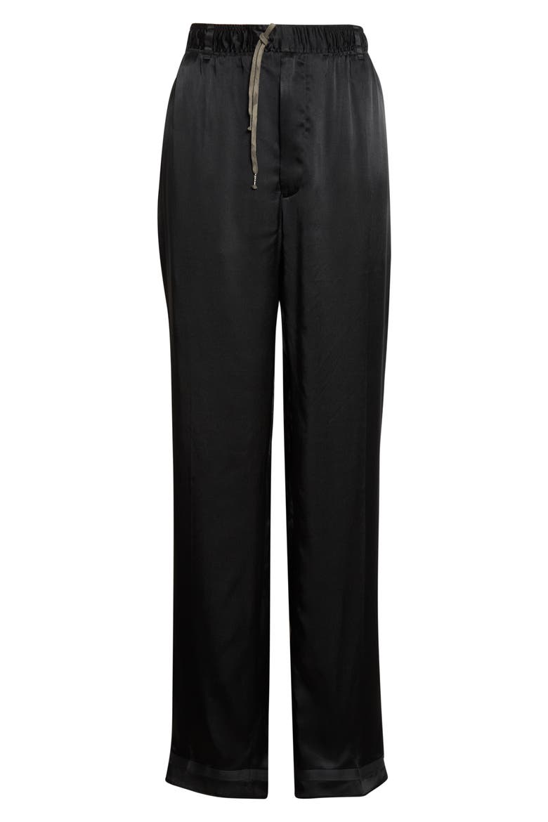 Satin Drawstring Pants, Main, color, BLACK