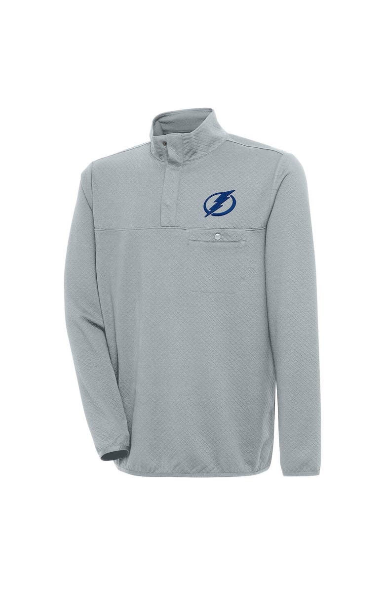 ANTIGUA Men's Antigua Gray Tampa Bay Lightning Streamer Quarter-Snap Pullover Jacket, Main, color,
