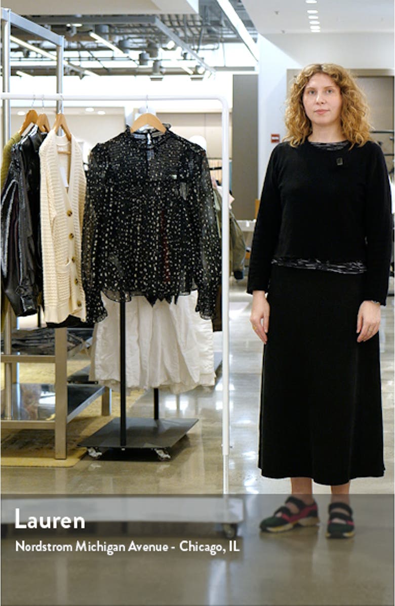 Dot Print Ruffle Long Sleeve Top, sales video thumbnail