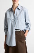 Vince Stripe Cotton Blend Button-Up Shirt