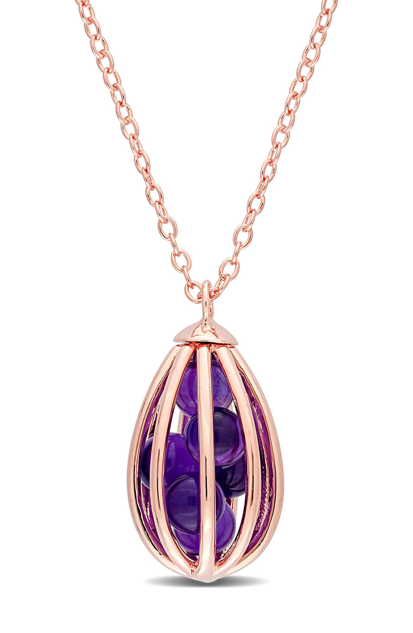 DELMAR Amethyst Cage Drop Pendant Necklace