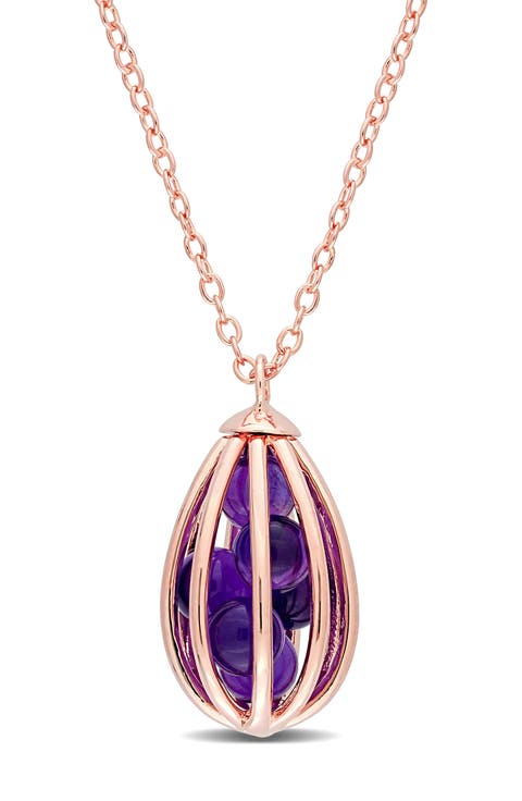 Amethyst Cage Drop Pendant Necklace