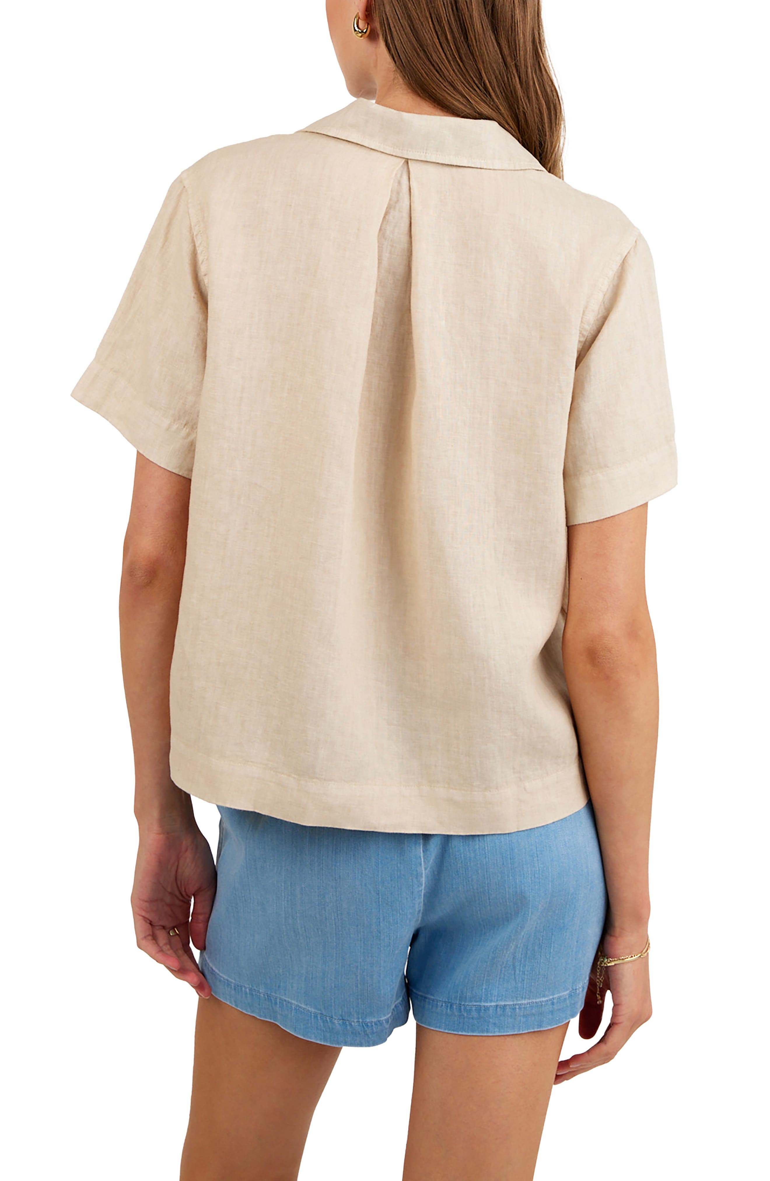 Short Sleeve Linen Button-Up Camp Shirt - image 2