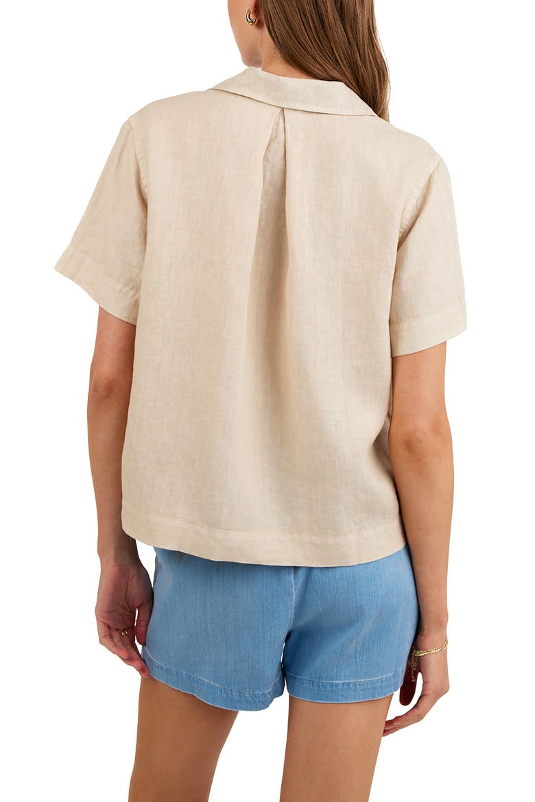 Short Sleeve Linen Button-Up Camp Shirt, Alternate, color, LINEN SAND