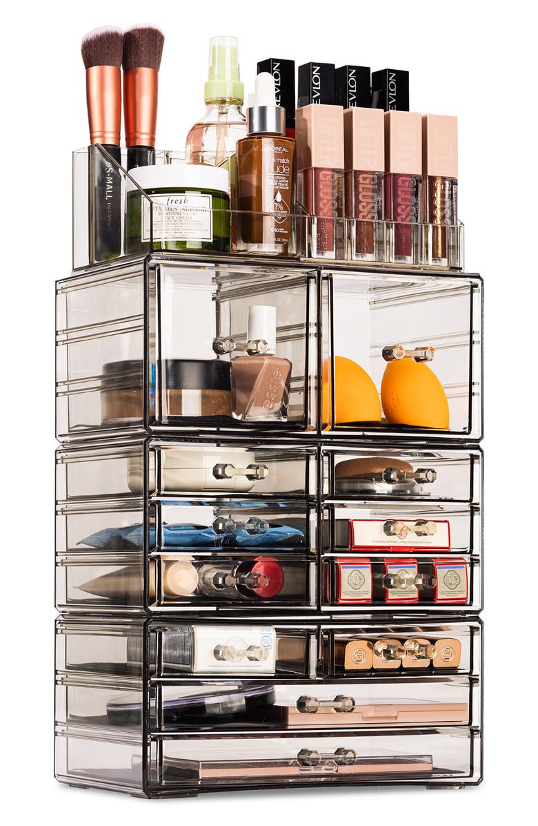 SORBUS Black Clear Makeup & Jewelry Storage Case, Alternate, color, Black