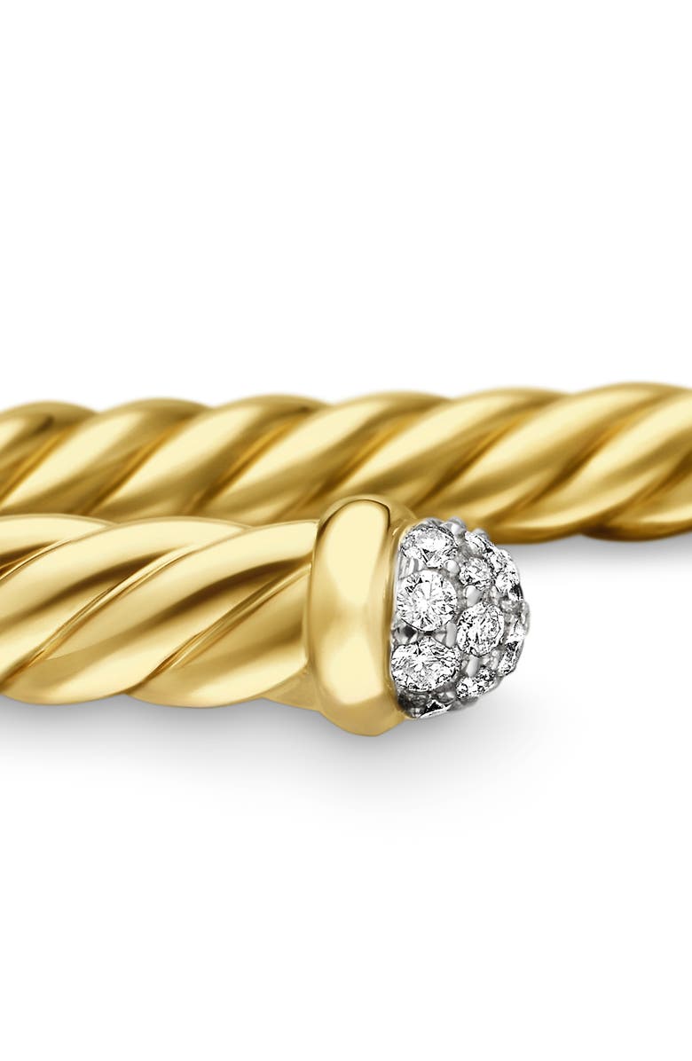 David Yurman Precious Cable Cuff Bracelet in Gold, The Cable Classics Collection, Alternate, color, Yellow Gold/Diamond