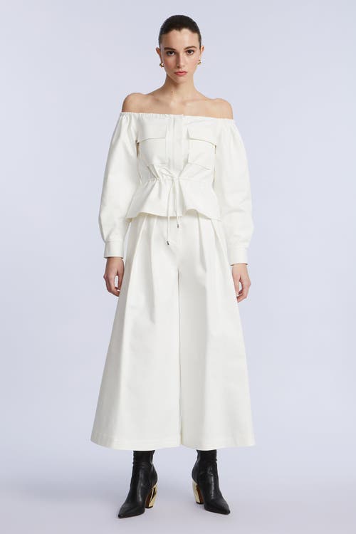 Bcbg Off Shoulder Drawstring Top In White