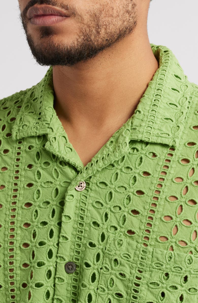 Obey Ayers Pointelle Cotton Camp Shirt, Alternate, color,