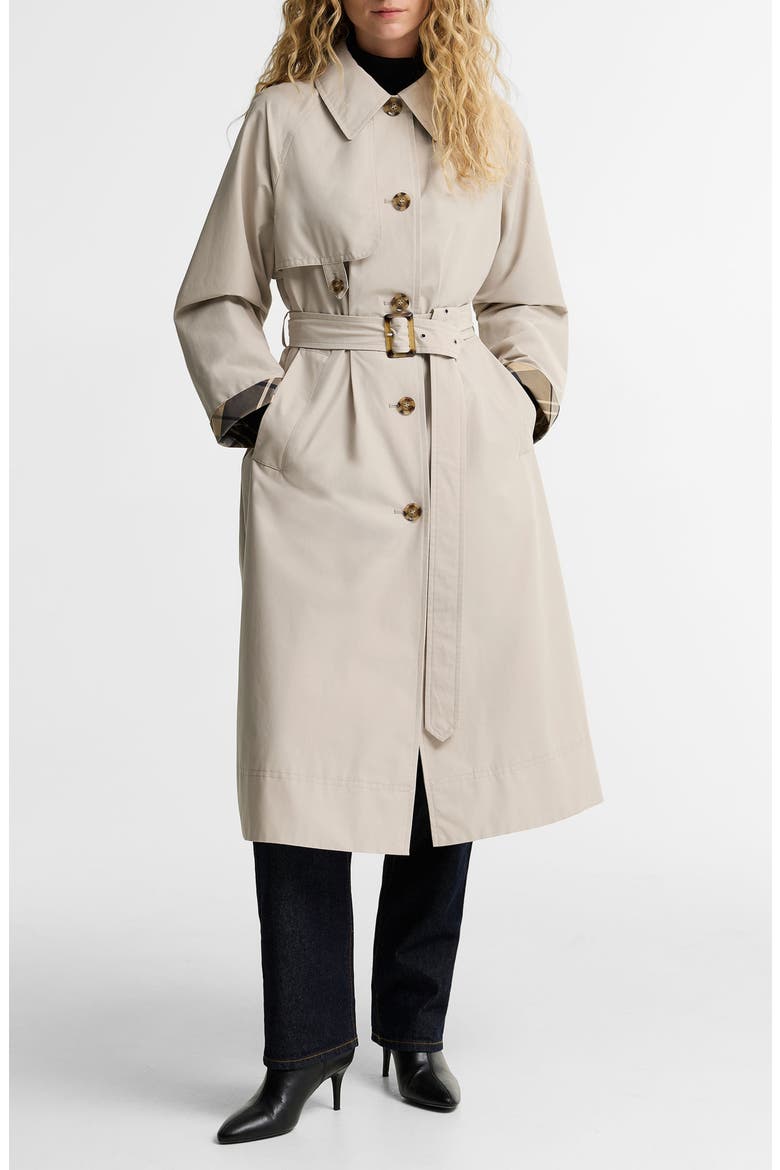Antonella Showerproof Belted Coat, Main, color, MIST/ BIRCHWOOD DRESS