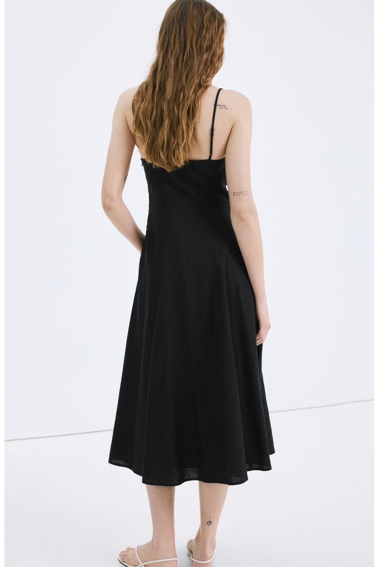 Sleeveless Linen Blend Midi Dress, Alternate, color, BLACK