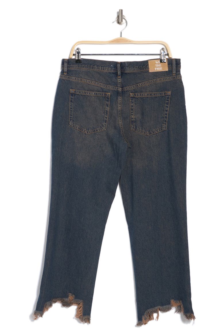 We the Free Maggie Ripped Ankle Straight Leg Jeans, Alternate, color, BACK ALLEY BLUE