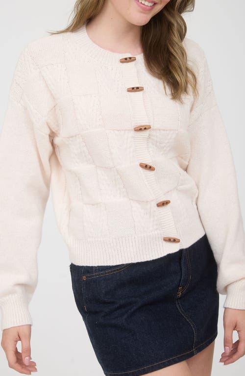Blu Pepper Textured Oblong Button Cardigan In Neutral