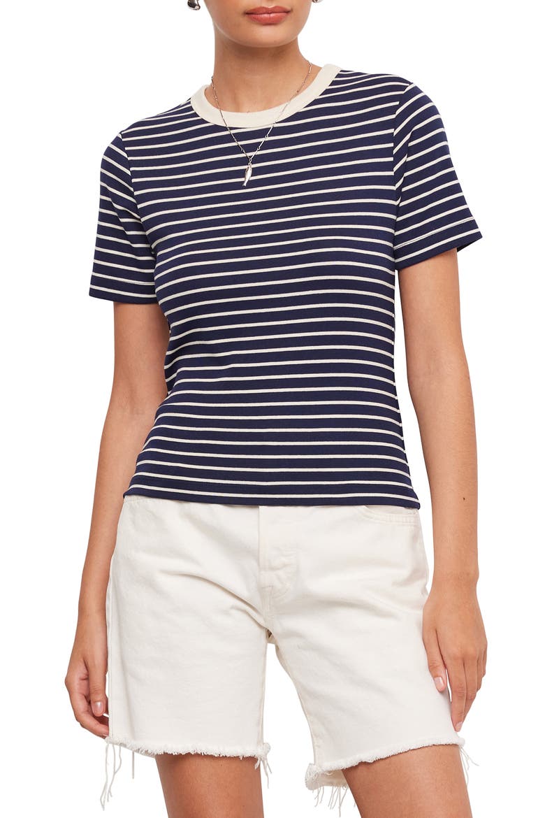 Mandy Stripe T-Shirt, Main, color, NAVY W/ CREAM