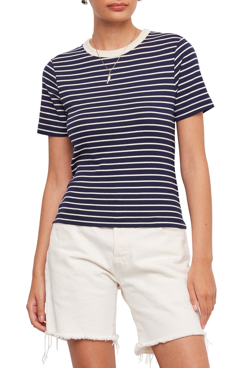 FIFTEEN TWENTY Mandy Stripe T-Shirt, Main, color, Navy W/ Cream