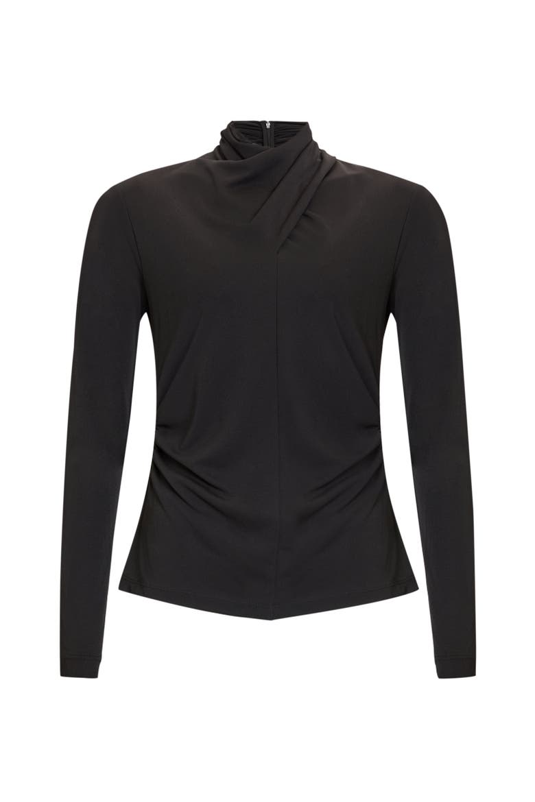 Paola Drape Neck Blouse, Alternate, color, BLACK