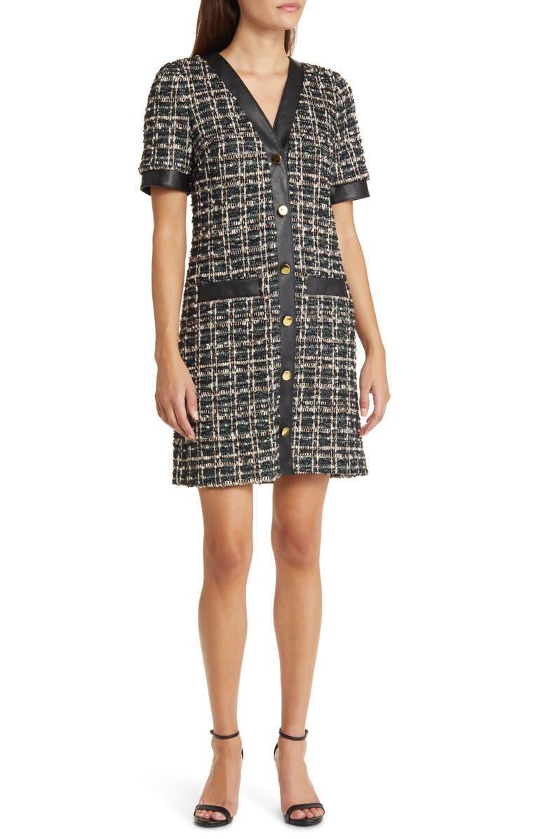 Eliza J Metallic Tweed Coat Dress, Main, color,