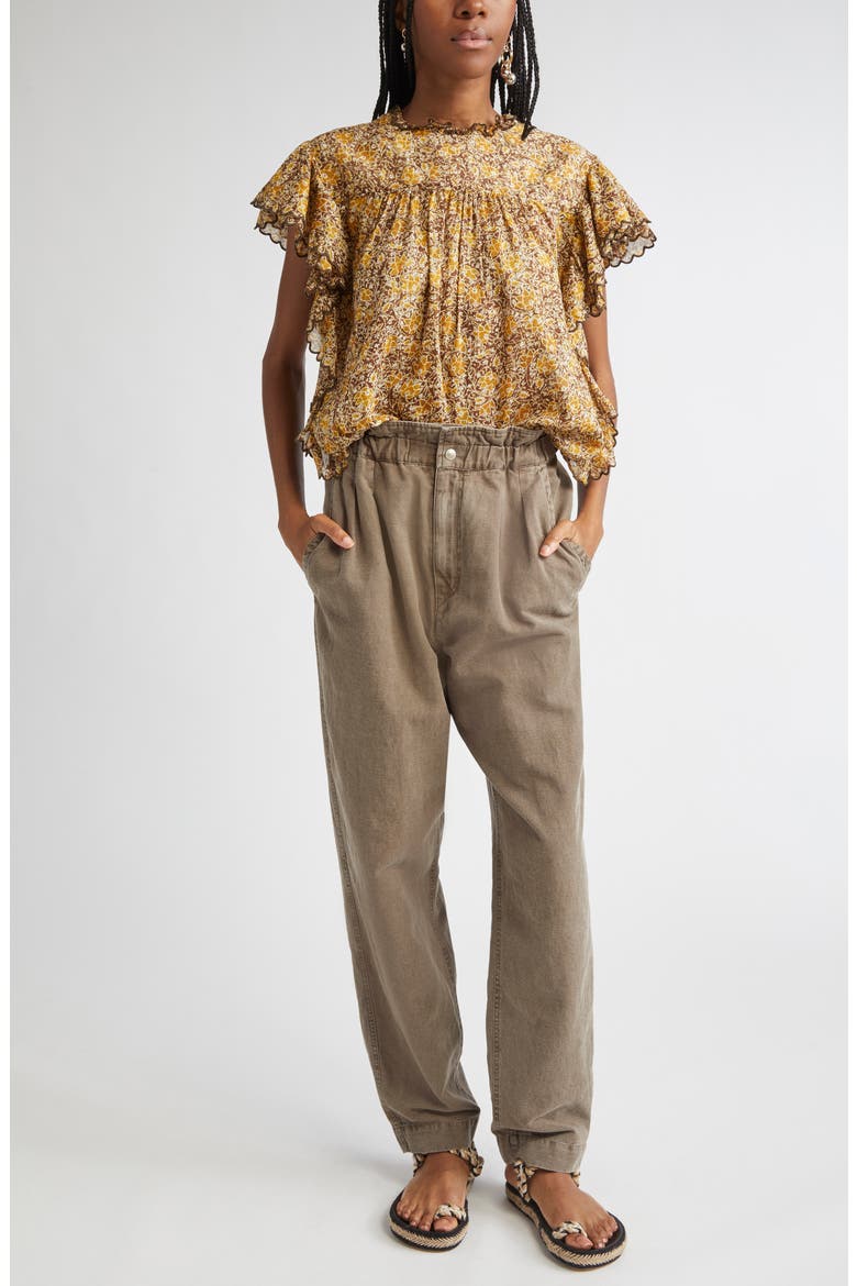 Neriah Cotton & Linen Pants, Alternate, color, DARK BRONZE
