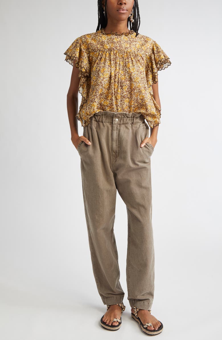 Isabel Marant Étoile Neriah Cotton & Linen Pants, Alternate, color, Dark Bronze