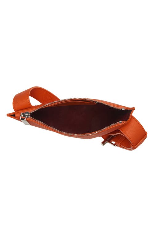 Alexander Mcqueen T-bar Sling Leather Crossbody Pouch In Orange/silver