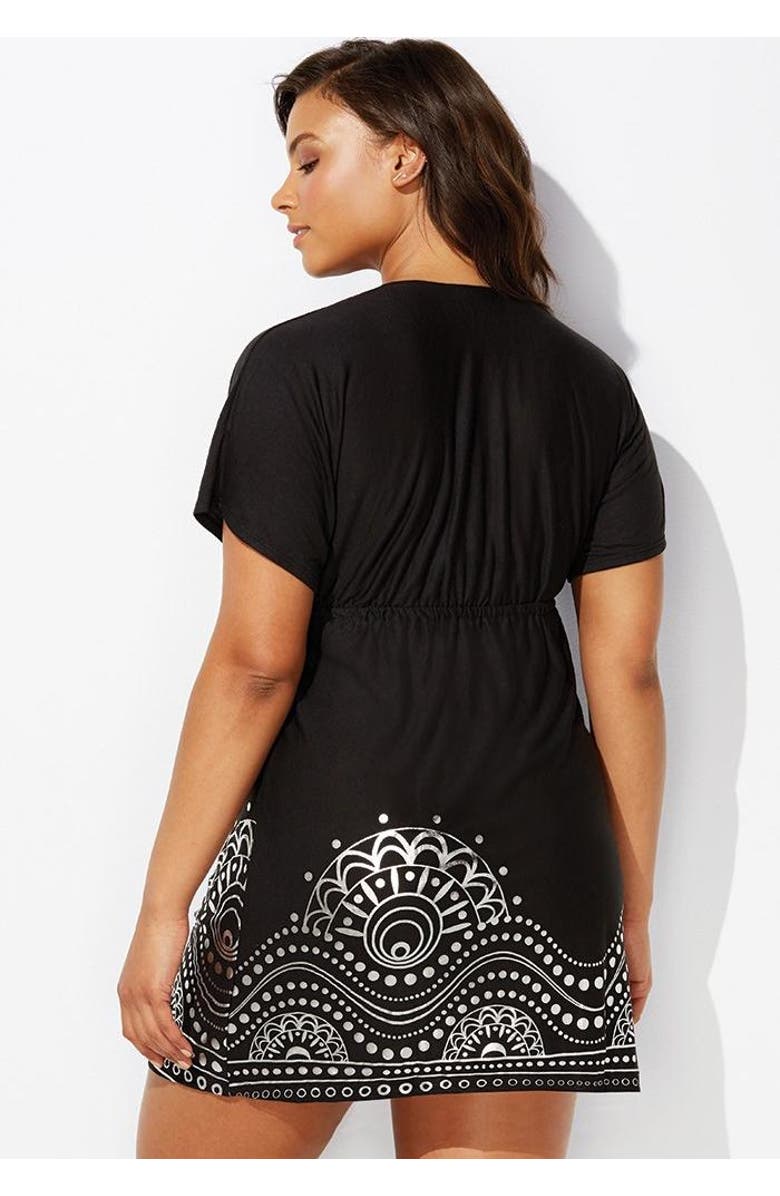 Swimsuits for All Kate V-Neck Cover Up Dress, Alternate, color, Black