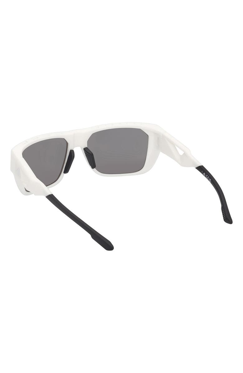 adidas 57mm Navigator Sunglasses, Alternate, color, White / Smoke Mirror