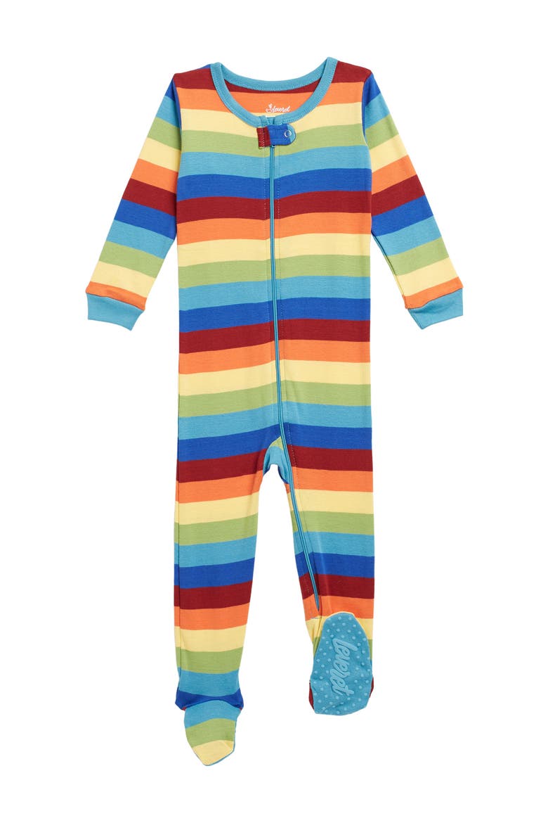Footed Cotton Pajamas Matching Family Coordinated Stripes, Main, color, COLORFUL BOY
