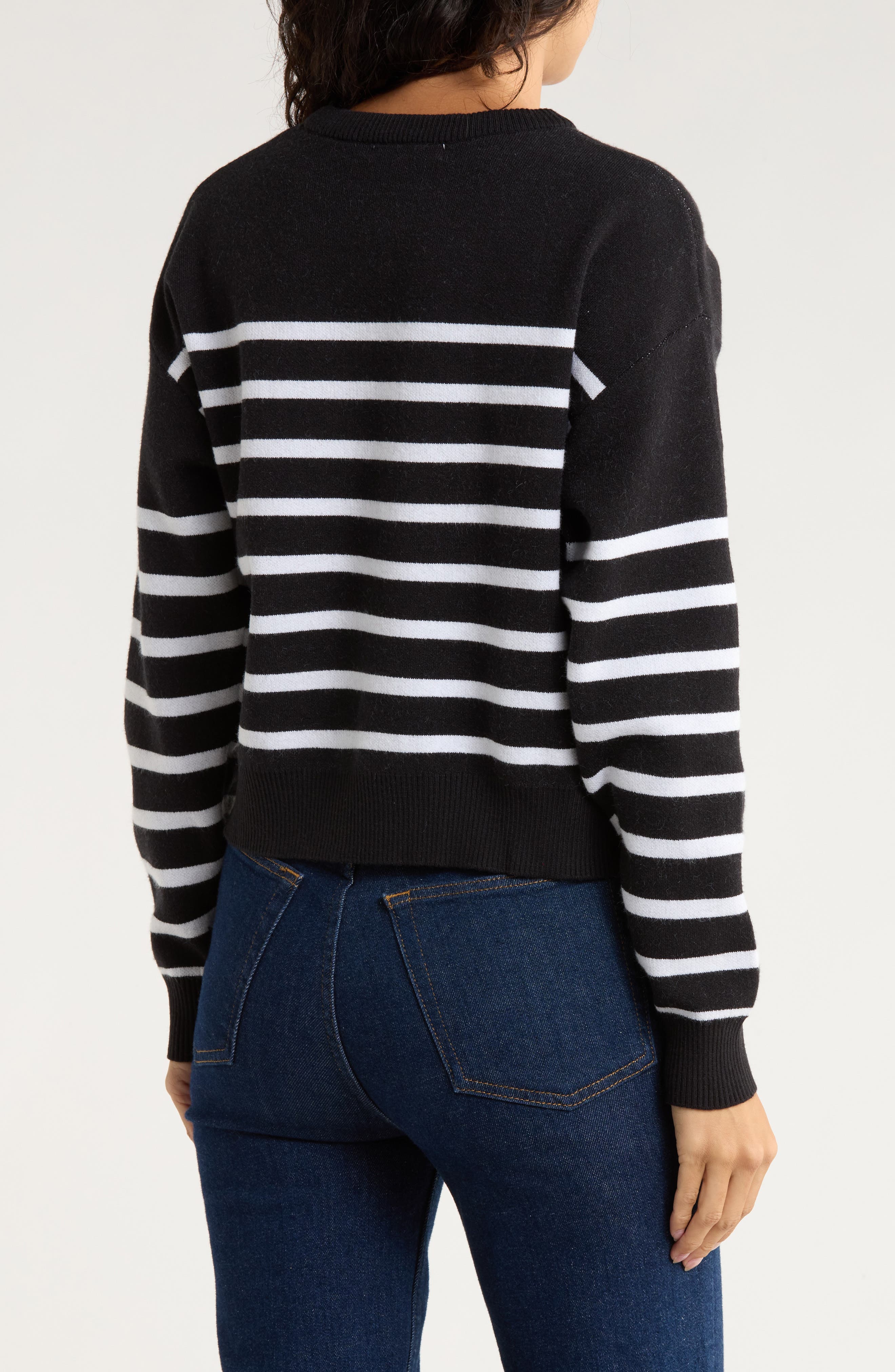 Stripe Horse Icon Crop Sweater - image 2