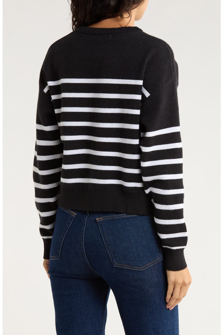 Stripe Horse Icon Crop Sweater, Alternate, color, BLACK COMBO