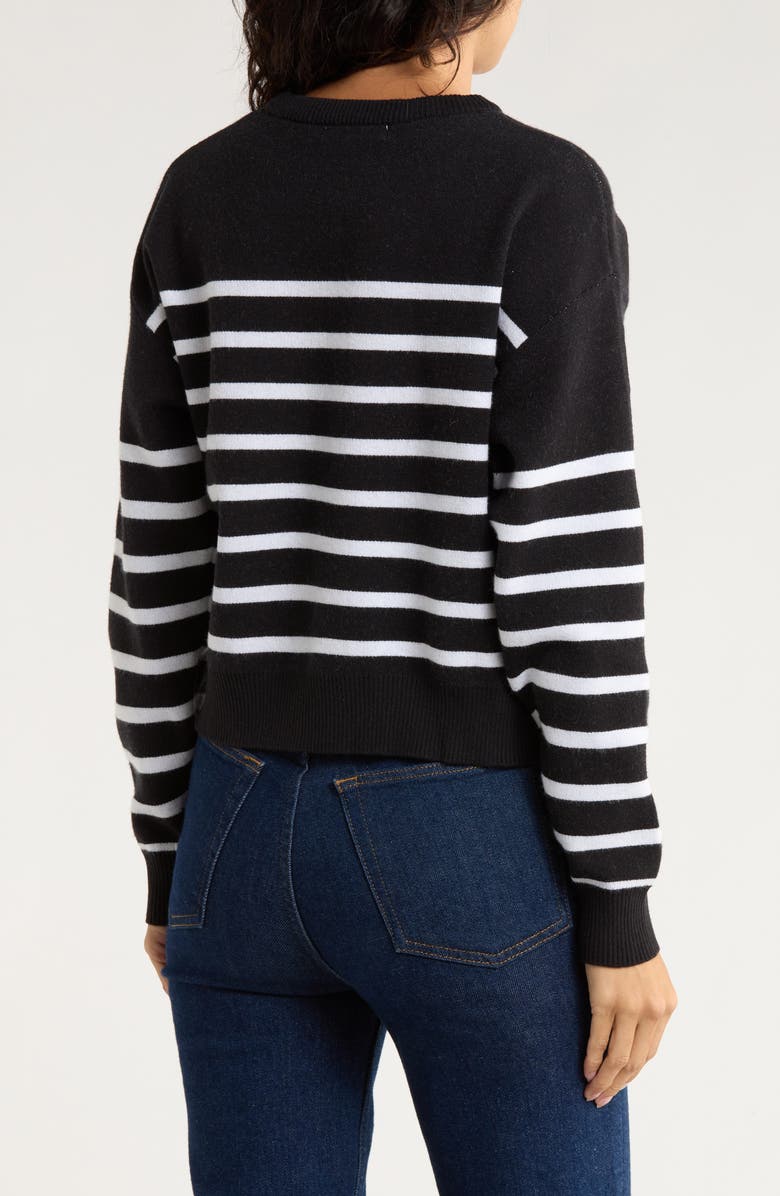 Vigoss Stripe Horse Icon Crop Sweater, Alternate, color, Black Combo