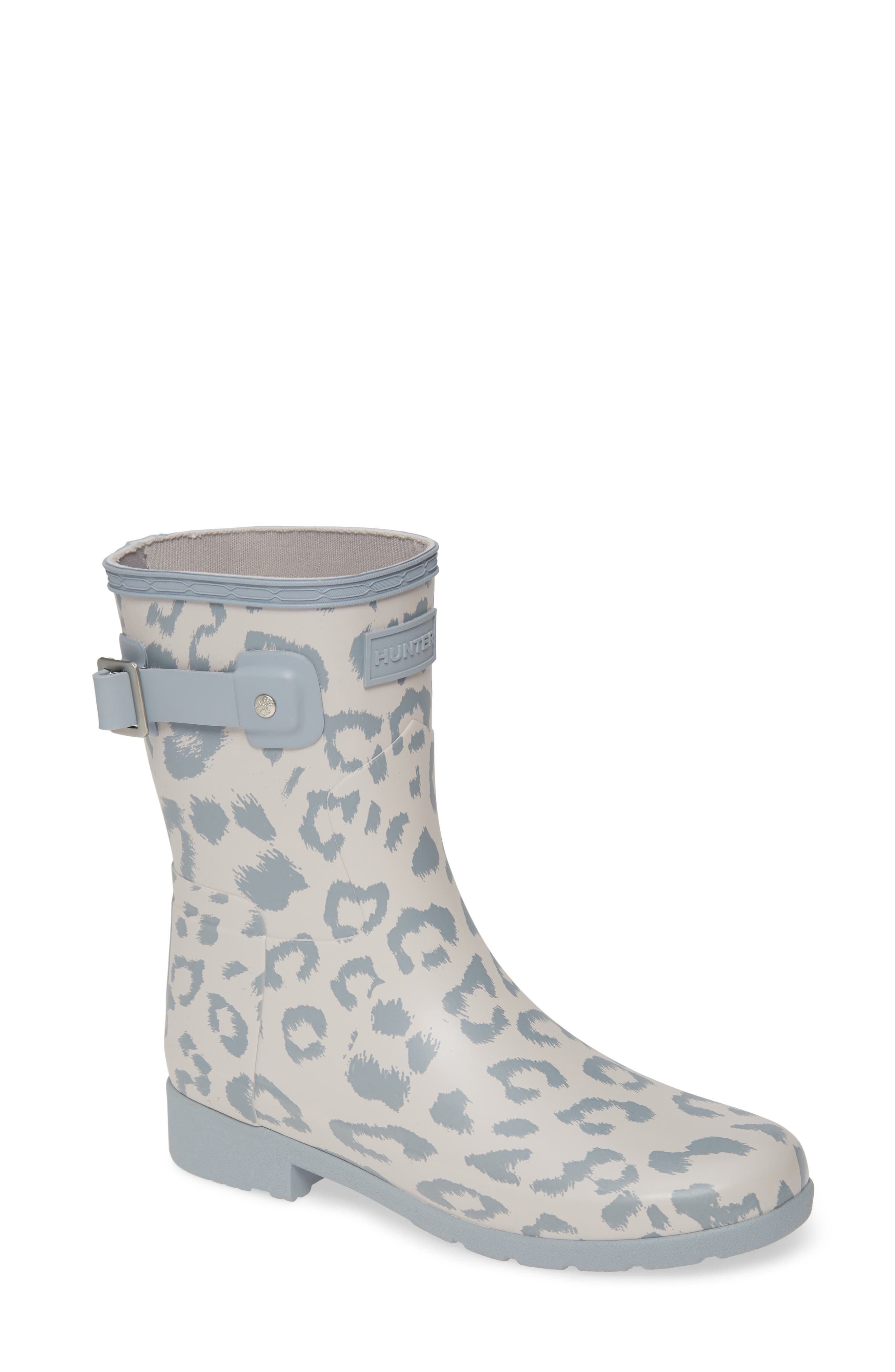 Hunter Original Leopard Print Refined Short Rain Boot, Main, color, 