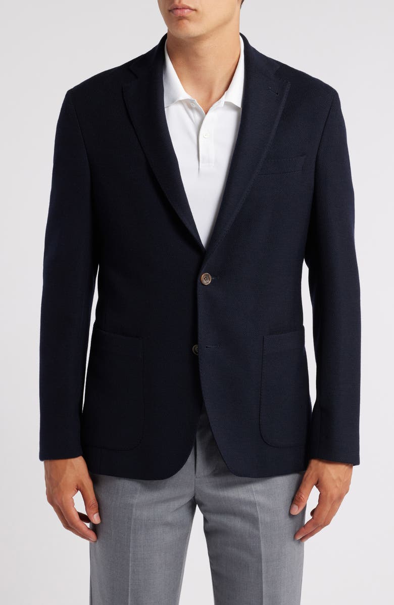 Jack Victor Queens Solid Navy Wool & Cotton Knit Sport Coat, Main, color, 
