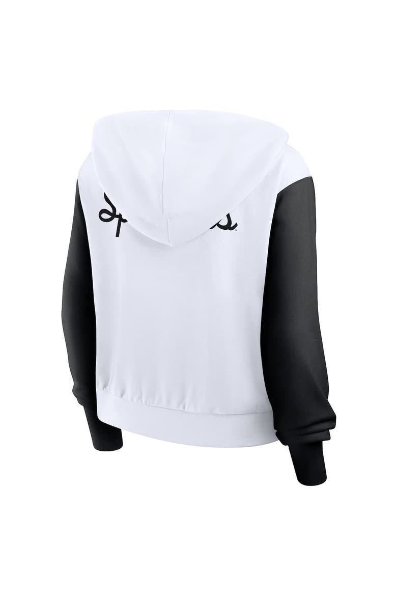 Women's Nike White Michigan State Spartans Cropped Beyond Capability Color-Block Script Full-Zip Hoodie, Alternate, color, White