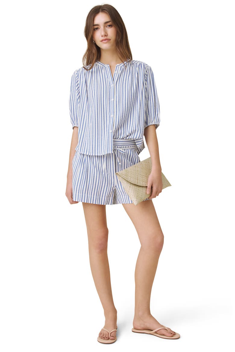 Madelyn Stripe Woven Shirt, Alternate, color, WHITE/ AZURE BLUE