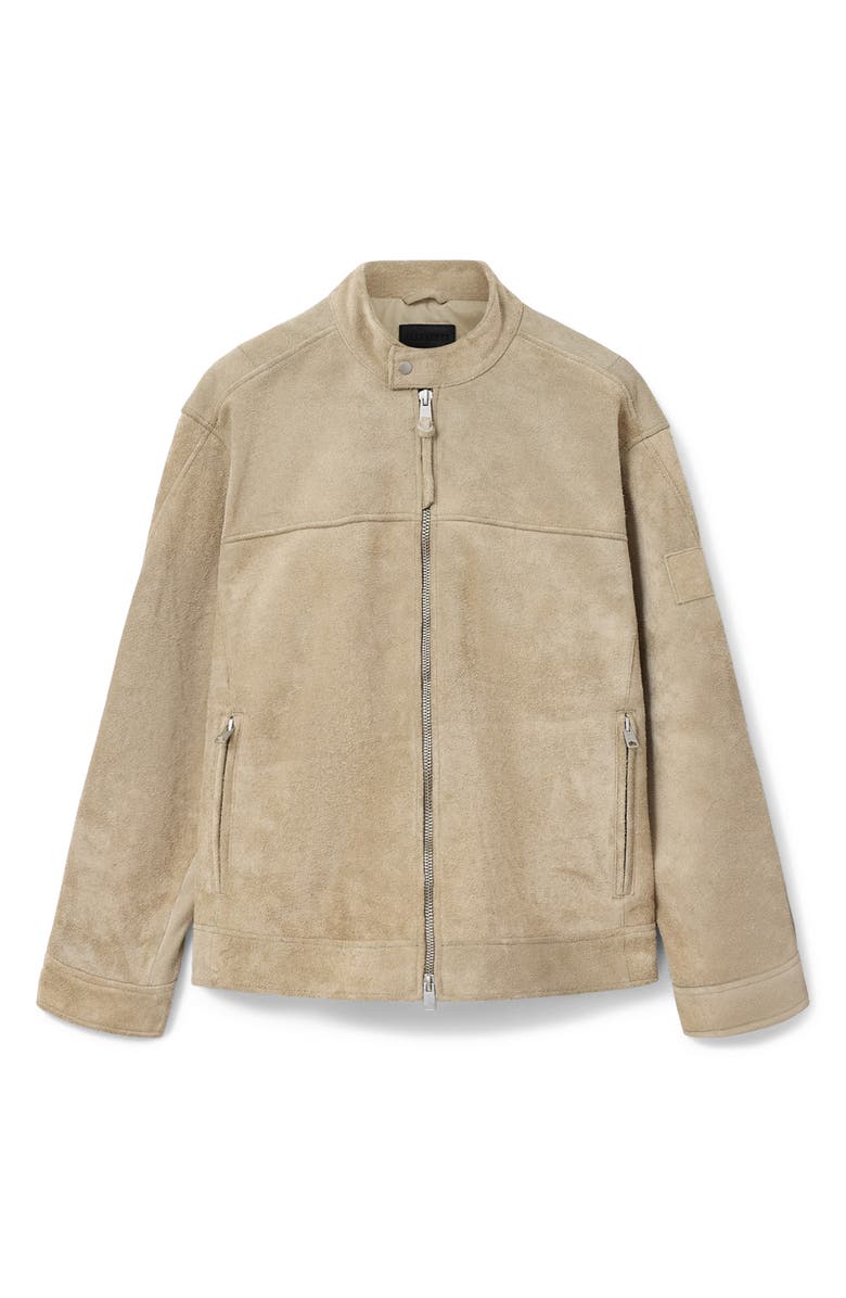 AllSaints Felix Suede Racer Jacket, Alternate, color, Dune Brown