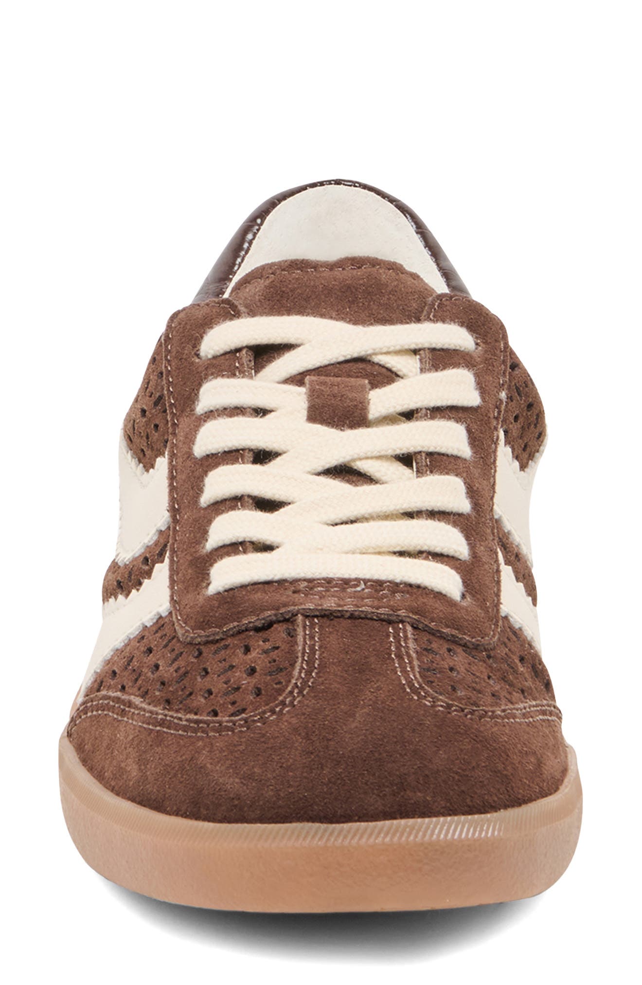 Merit Perforated Sneaker, Alternate, color, DARK BROWN SUEDE