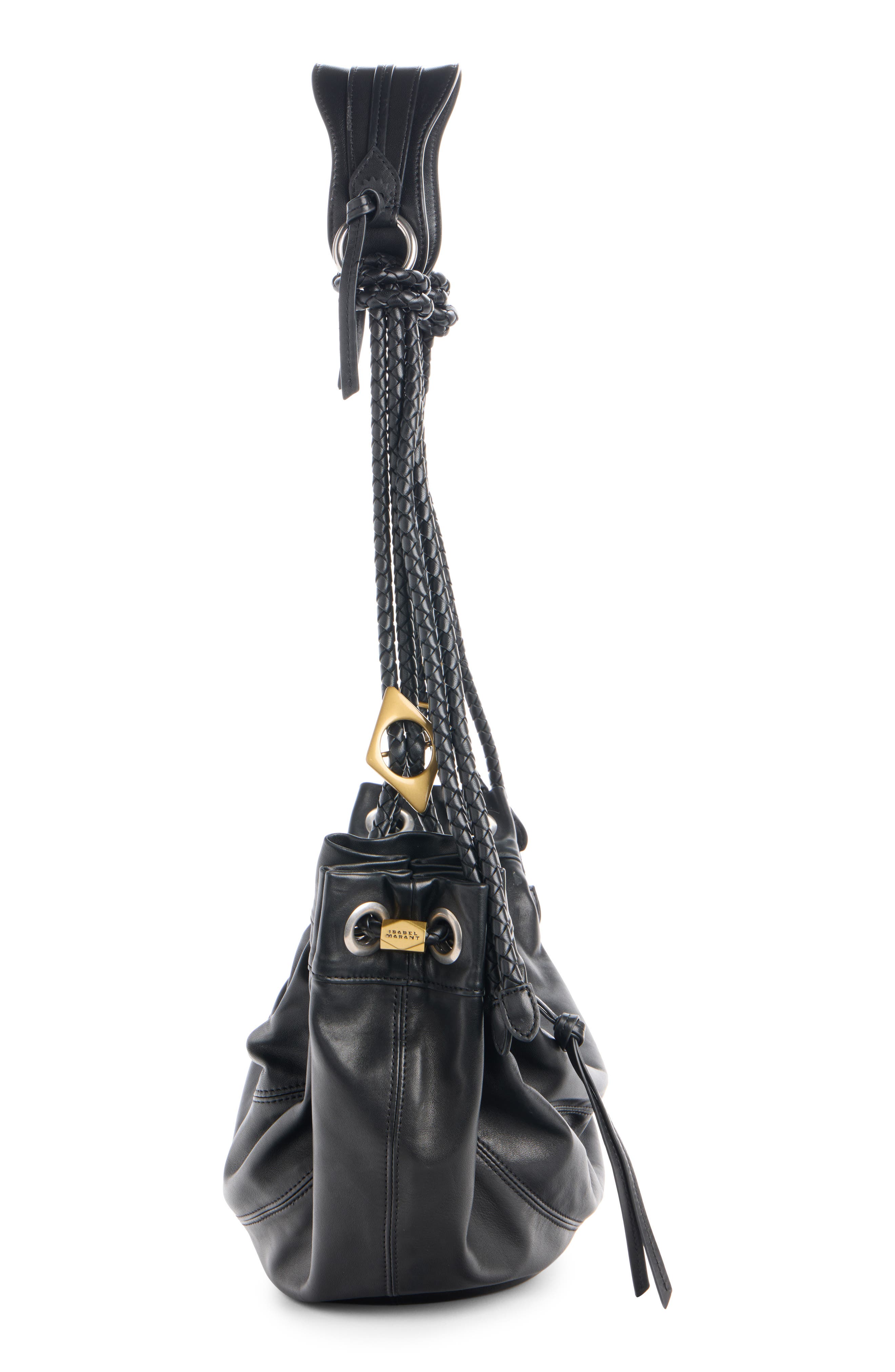 Isabel Marant Medium Maia Leather Shoulder Bag, Alternate, color, Black