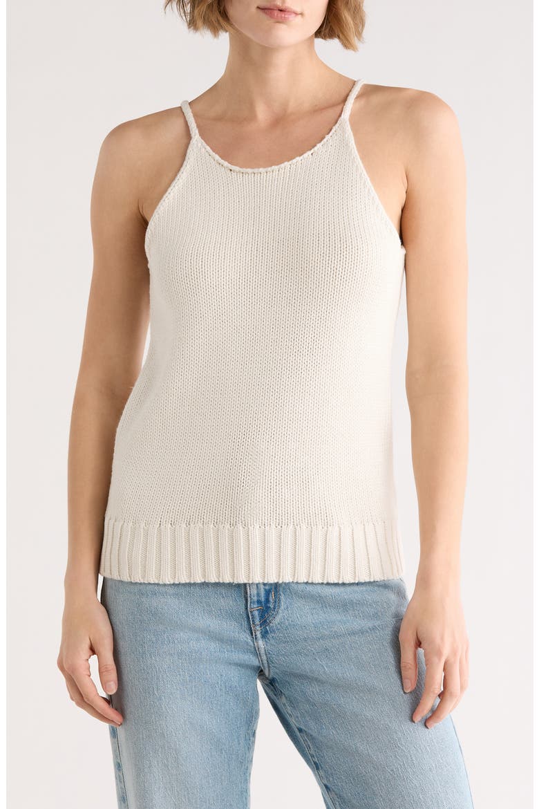 Halter Neck Sweater Tank, Main, color, BLANC
