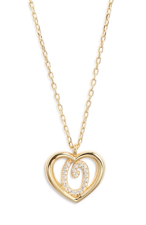 Heart Cubic Zirconia Initial Pendant Necklace