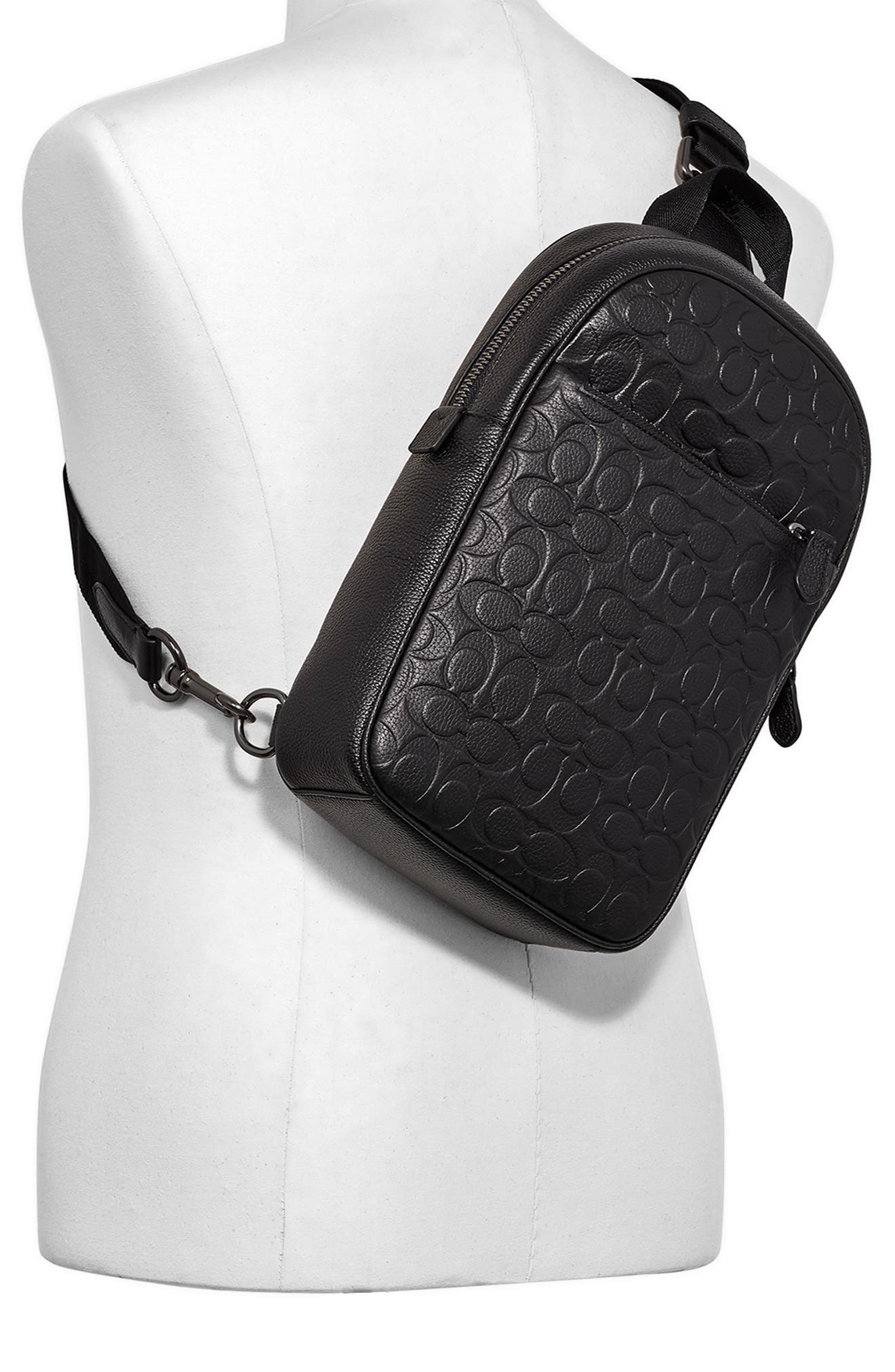 COACH Metropolitan Logo Embossed Sling Backpack, Alternate, color, 