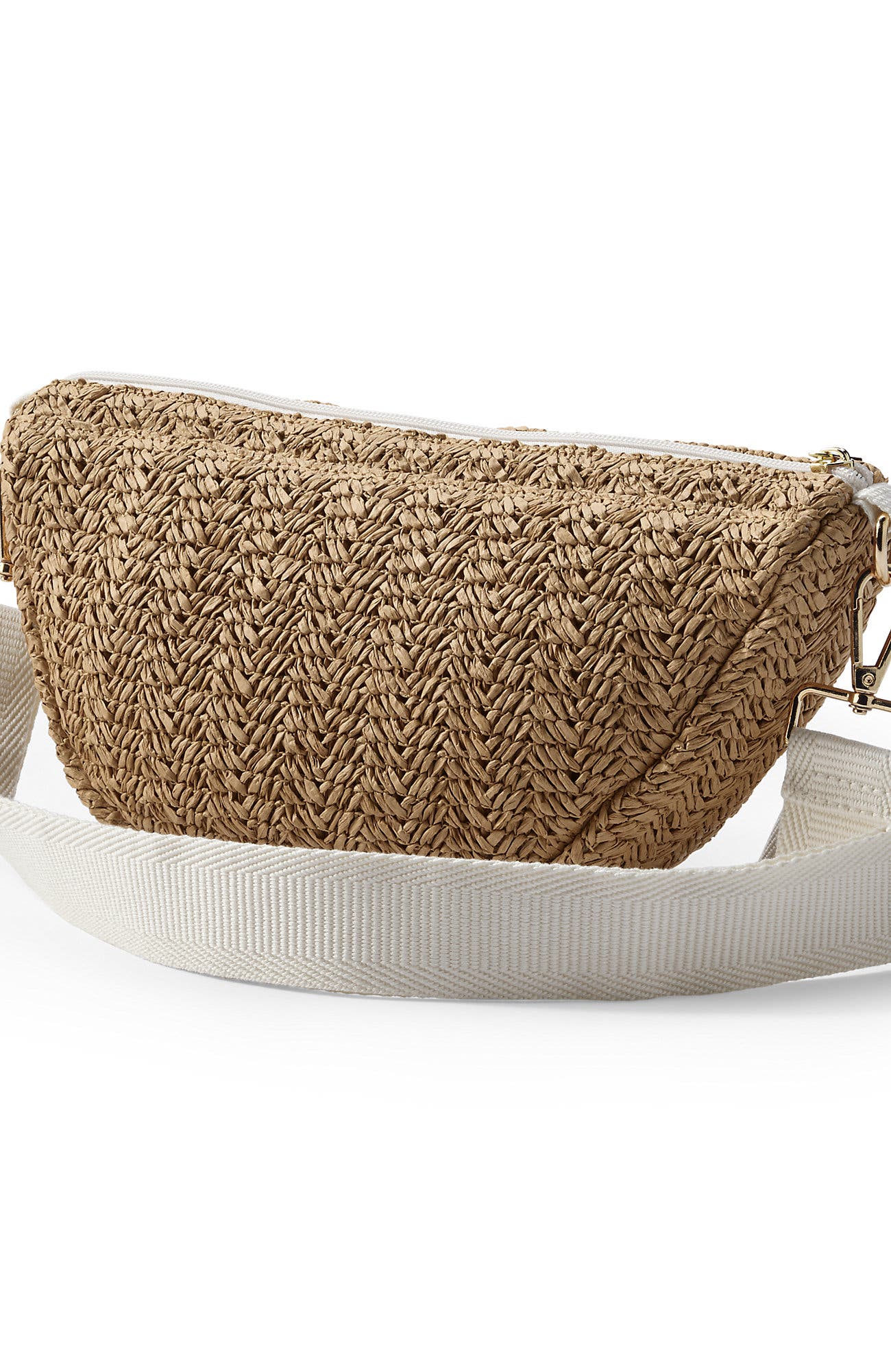 Lands' End Straw Crescent Crossbody Bag, Alternate, color, 
