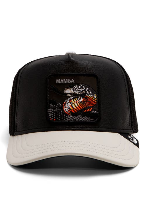 Goorin Bros. Mamba Snake Patch Leather & Mesh Snapback Trucker Hat in Black 