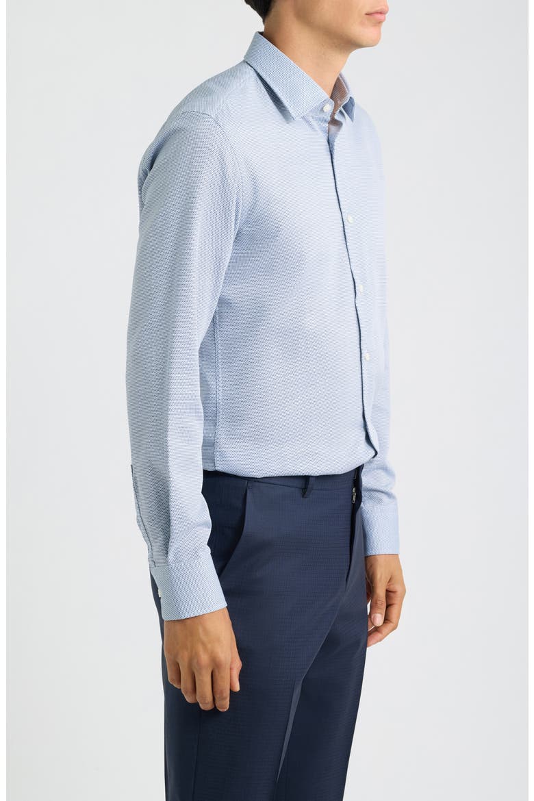 Hank Slim Fit Micropattern Cotton Dobby Dress Shirt, Alternate, color, BLUE