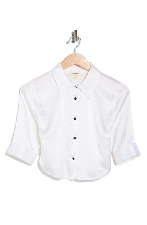 L Agence L'agence Niccola Elbow Sleeve Silk Blend Crop Button-up Shirt In Multi