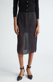 Vince Polka Dot Sheer Stretch Silk Midi Skirt